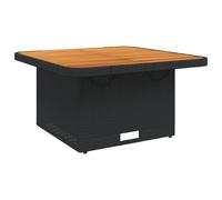 (black, 80 x 80 x 71 cm) vidaXL Garden Table Outdoor Table Dining Table Poly Rattan and Acacia Wood