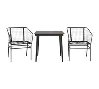 (black, 80 x 80 x 74 cm 2 piece) vidaXL Garden Dining Set Poly Rattan Glass outdoor dining set