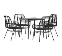 (black, 80 x 80 x 74 cm 4 piece) vidaXL Garden Dining Set Poly Rattan Glass outdoor dining set