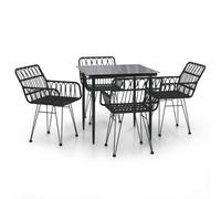 (black, 80 x 80 x 74 cm/ 5 piece) vidaXL Garden Dining Set Poly Rattan Black/Brown Multi Sizes 3/5/7/9 Piece