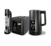 Black 800W 2 Slice Toaster, 1.7L 3000W Digital Kettle, Sparkling Water and Soda Maker | Digital Control Panel with Countdown Timer, BPA-Free Auto Shut-off Electric Temperature Control Kettle