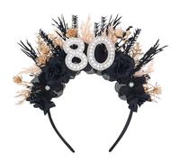Black 80th Birthday Party Headband - Dark 80th Birthday Headband Gift for Women Mom Grandma 80 Years Old Photo Shoot