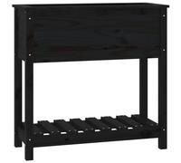 vidaXL Planter with Shelf Black 82.5x34.5x81 cm Solid Wood Pine UK HOT
