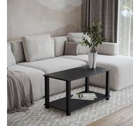 (Black) 83cm 2 Tier Coffee Table Side Table With Shelf TV Stand Minimalist Style