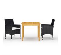 (black, 85 cm table length/ 3 piece) vidaXL Garden Dining Set with Cushions Black|Brown Multi Sizes 3/5/7/9 Piece