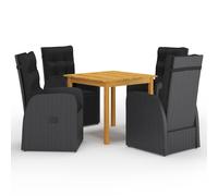 (black, 85 cm table length) vidaXL Garden Dining Set PatioTable and Chairs with Cushions Poly Rattan