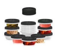 [Black-8oz-12 Pk] Airtight Deli Containers with Lids, Twist Lock Top, Clear Food Storage for Meal Prep, Snacks etc, Freezer, Dishwasher and Microwave Safe, Stackable, 12 Pc. Set (225 ml)