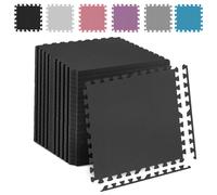 (Black, 8Pcs (32 sq.ft)) Gym Floor Mat Eva Foam Exercise Interlocking Tiles