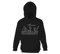 Black 9-10 Years Triple Pose Gymnast Girls Hoodie Crystal Rhinestone Premium Pullover Kids Hooded Childrens Sweatshirt Hoody for Dancing, Ballet, Gymnastics