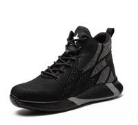 (Black, 9.5 UK (men's)) Mens Safety Boots Work Shoes Steel Toe Cap Trainers Womens Breathable Lightweight Indestructible Sneakers
