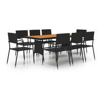 (black, 9 piece) vidaXL Outdoor Dining Set Poly Rattan Garden Table Chair Black/Grey 7/9 Piece