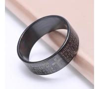 (Black, 9) Scripture Cross Bible Text Jesus Tattoo Men Women Romatic Couple Rings Titanium Steel Jewelry Gift