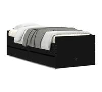 vidaXL Bed Frame with Drawers without Mattress Black 90x190 cm Single, Black