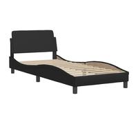 (black, 90 x 190 cm) vidaXL Bed Frame with Headboard Bed Base Black 90x190 cm Single Faux Leather