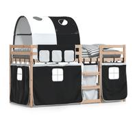 vidaXL Bunk Bed without Mattress White&Black 90x190 cm Single Solid Wood Pine