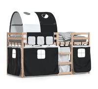 (black, 90 x 190 cm) vidaXL Bunk Bed with Curtains Kids Twin Sleeper Blue 90x190 cm Solid Wood Pine