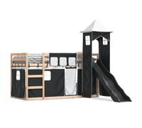 (black, 90 x 190 cm) vidaXL Bunk Bed with Slide and Curtains Kids Twin Sleeper Bed Pink 90x200 cm