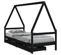 (black, 90 x 190 cm) vidaXL Kids Bed Frame with Drawers Bed Base Children's Bed Solid Wood Pine