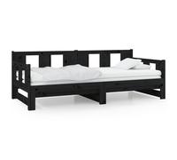 Vidaxl Pull-Out Day Bed Without Mattress Black Solid Wood Pine 2X Cm
