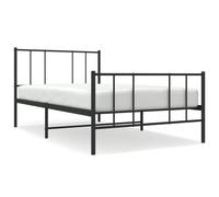 (black, 90 x 190 cm/with headboard & footboard) vidaXL Metal Bed Frame with Headboard Bed Base Mattress Foundation Bedstead