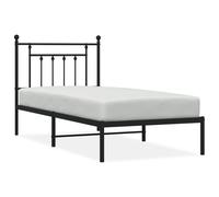 (black, 90 x 190 cm/with headboard) vidaXL Metal Bed Frame Bedroom Bed Base Bedstead Metal Matress Foundation