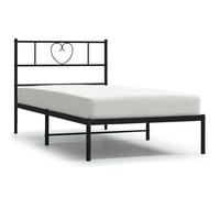 (black, 90 x 190 cm/with headboard) vidaXL Metal Bed Frame with Headboard Bed Base Bedstead Black 90x190 cm Single