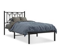 Metal Bed Frame without Mattress with Headboard Black 90x190cm