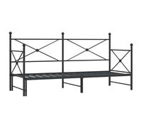 (black, 90 x 190 cm/with trundle) vidaXL Daybed with Trundle without Mattress Black 100x200 cm Steel sofa bed