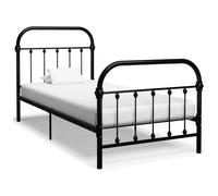284498 Vidaxl Bed Frame Without Mattress Black Metal 90X200 Cm