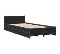 Bed Frame with Drawers without Mattress Black 90x200 cm