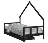 (black, 90 x 200 cm) vidaXL Kids Bed Frame Bedstead Bed Base with Drawers 90x190 cm Solid Wood Pine