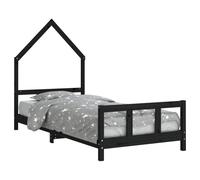 (black, 90 x 200 cm) vidaXL Kids Bed Frame Bedstead Wooden Bed Base Black 80x200 cm Solid Wood Pine