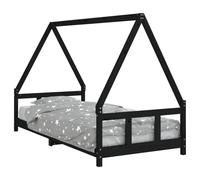 vidaXL Kids Bed Frame, Bed Base for Children, Mattress Foundation for Bedroom, Bedstead, Scandinavian Style, Black 90x200 cm Solid Wood Pine