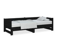 vidaXL Pull-out Day Bed Black Solid Wood Pine 2X(90X200) cm, Black