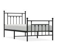 Metal Bed Frame without Mattress with Footboard Black 90x200cm