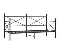 (black, 90 x 200 cm/without trundle) vidaXL Daybed with Trundle without Mattress Black 100x200 cm Steel sofa bed