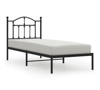 (black, 90 x 200/with headboard) vidaXL Metal Bed Frame Bedroom Platform Bed Base Bedstead Mattress Foundation