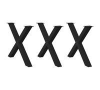 vidaXL Dining Table Legs X-Shaped 3 pcs Black 90x(72-73) cm Steel