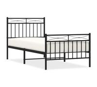 (black, 90x200 cm/with headboard & footboard) vidaXL Metal Bed Frame Home Bedroom Bed Base Mattress Foundation Bedstead