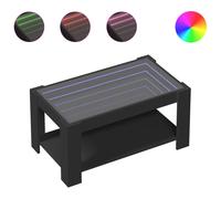 vidaXL Coffee Table with LED Black 93x53x45 cm Engineered Wood, Black