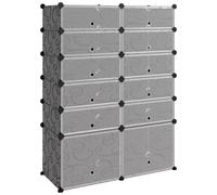 (black, 94 x 37 x 125 cm) vidaXL Shoe Rack PP Home Organiser Storage Shelf Black/Transparent Multi Sizes