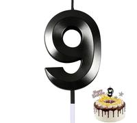 Black 9th Birthday Candle, 3D Number 9 Cake Topper Decoration for Boys & Girls - Versatile Party Supplies for Birthdays, Wedding Anniversaries, and Corporate Celebrations