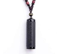 Black A Obsidian Buddhist Scriptures Necklace Lucky Amulet Obsidian DaBeiZhou Pendant Men Fine Crystal Jewelry