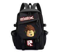 (Black A) Style Roblox Campus Oxford Fabric Backpack Multiple Patterns Teen Bags Students