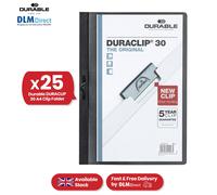 Durable Duraclip Folder PVC Clear Front 3mm [Pack 25] - 2200/01