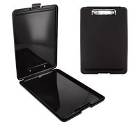 Black A4 Plastic Clipboards with Compartment Portable Clipboard Plastic Storage Clipboard A4 Clipboard with Storage Compartment for Work, Ideal for School, Home, Office Use