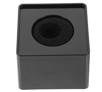 Black Abs Cube Shaped Interview Mic Flag Station for Logos | Sturdy Hard Plastic Build, Portable Square Design, Large Display Area for Engraving
