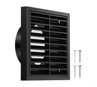 Black ABS Louvred Wall Vent Grille 100mm with Net(6inch) | ABS plastic build, UV resistant, long-lasting durability, 100mm size, black finish for walls