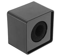 Black ABS Microphone Cube for Interview Mic Stand, 3.9cm Hole | Adjustable Cotton Insert, Large Logo Display Area, Sturdy Hard Body, Portable Square Design