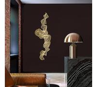 Black Abstract Lines Metal Wall Art, Geometric Contemporary Luxury Metal Artwork Decoration, Modern Art Sculpture Home Decor for Living Room, Bedroom Hallway and Stairs Nature Home Decor Gift(Gol